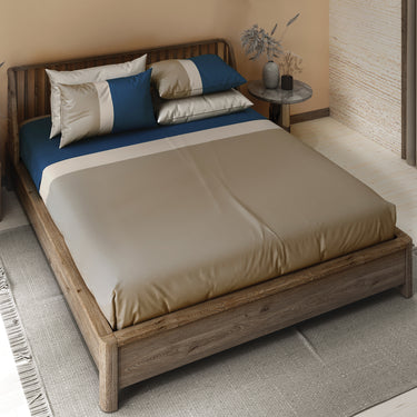 Manchester Fusion-300 TC King Size bedsheet Set  (Mocha, Blue, Brown)