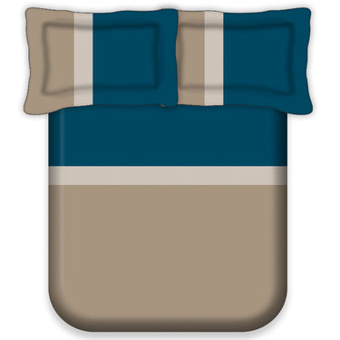 Manchester Fusion-300 TC King Size bedsheet Set  (Mocha, Blue, Brown)