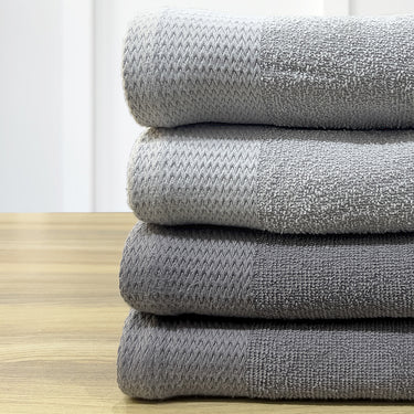 Revive- Pack Of 4 Multipurpose Super Soft Hand Towels (Silver&Grey)