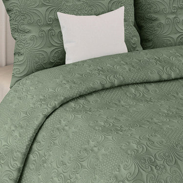 Sensation Quilted Bedcover cum AC comforter Set with 2 Pillow Covers.(Olive Green)