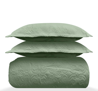 Sensation Quilted Bedcover cum AC comforter Set with 2 Pillow Covers.(Olive Green)