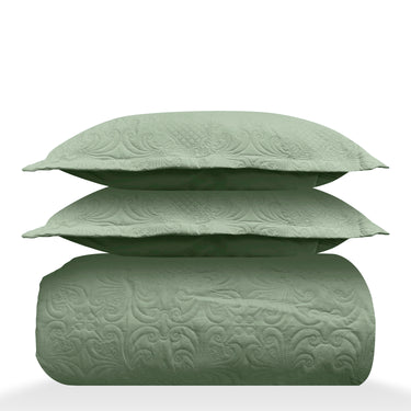 Sensation Quilted Bedcover cum AC comforter Set with 2 Pillow Covers.(Olive Green)