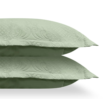 Sensation Quilted Bedcover cum AC comforter Set with 2 Pillow Covers.(Olive Green)