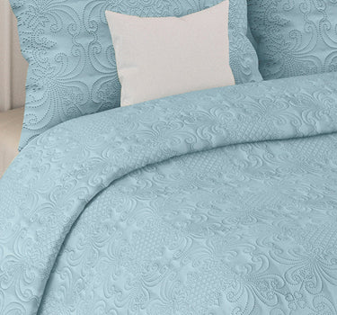 Sensation Quilted Bedcover cum AC comforter Set with 2 Pillow Covers.(Sky)