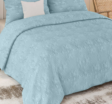 Sensation Quilted Bedcover cum AC comforter Set with 2 Pillow Covers.(Sky)
