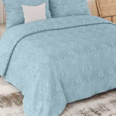 Sensation Quilted Bedcover cum AC comforter Set with 2 Pillow Covers.(Sky)