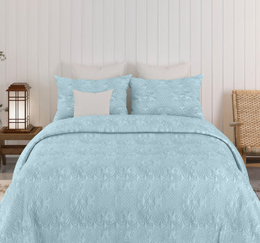 Sensation Quilted Bedcover cum AC comforter Set with 2 Pillow Covers.(Sky)