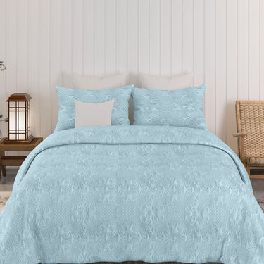 Sensation Quilted Bedcover cum AC comforter Set with 2 Pillow Covers.(Sky)