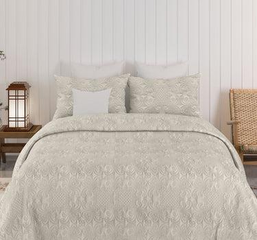 Sensation Quilted Bedcover cum AC comforter Set with 2 Pillow Covers.(Cream)