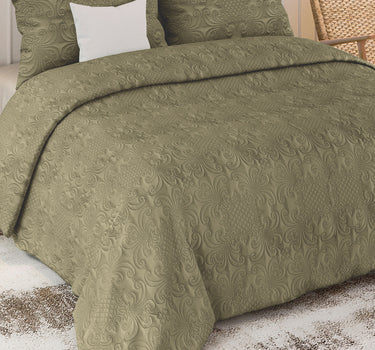 Sensation Quilted Bedcover cum AC comforter Set with 2 Pillow Covers.(Mocha)