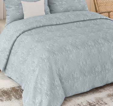 Sensation Quilted Bedcover cum AC comforter Set with 2 Pillow Covers.(Pearl Grey)