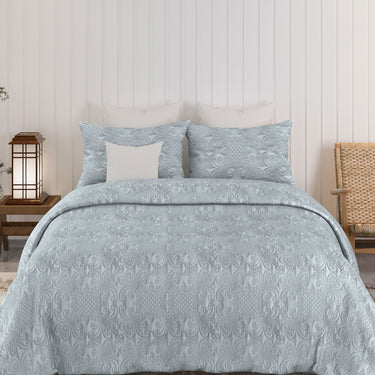Sensation Quilted Bedcover cum AC comforter Set with 2 Pillow Covers.(Pearl Grey)