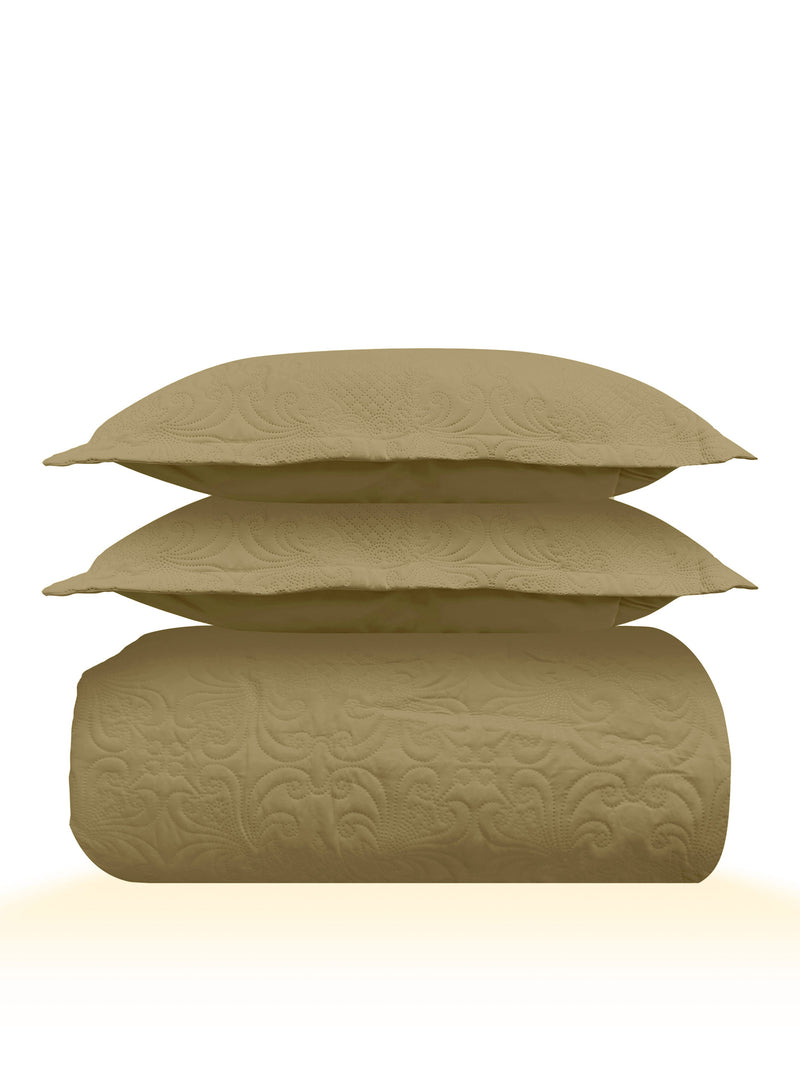 Sensation - Quilted King Bedcover Set with 2 Pillow Covers(Khakhi) image 6
