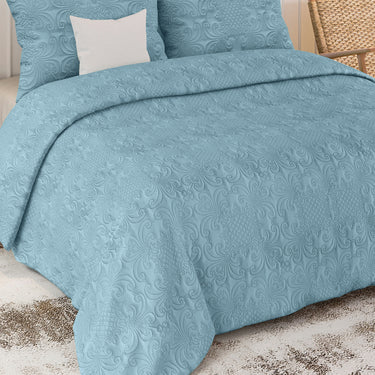 Sensation Quilted Bedcover cum AC comforter Set with 2 Pillow Covers.(Denim)