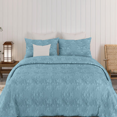 Sensation Quilted Bedcover cum AC comforter Set with 2 Pillow Covers.(Denim)
