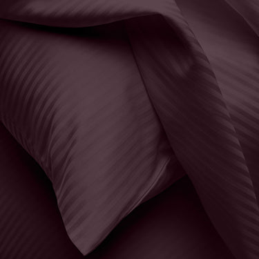 Simple Living - 210TC Satin Stripe Bedsheet Set(Dark Violet)