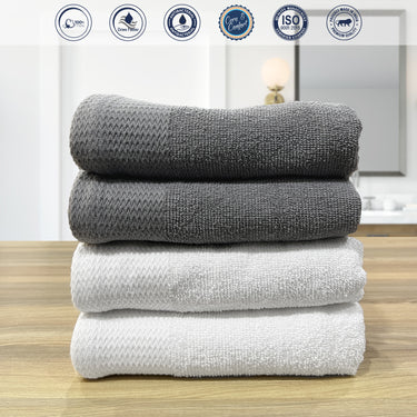 Revive-Pack Of 4 Multipurpose Super Soft Hand Towels (Grey&White)