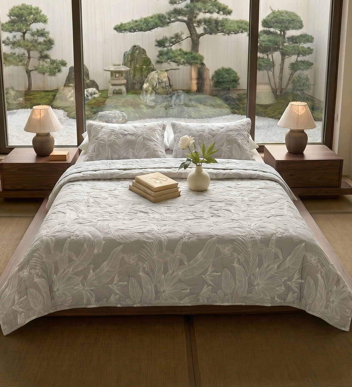 Egyptian Cotton King Bedcover With 2 Pillow Covers And Multipurpose Bag