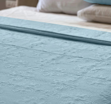 Sensation Quilted Bedcover cum AC comforter Set with 2 Pillow Covers.(Sky)