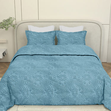 Sensation Quilted Bedcover cum AC comforter Set with 2 Pillow Covers.(Denim)