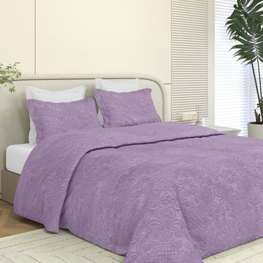 Sensation Quilted Bedcover cum AC comforter Set with 2 Pillow Covers.(Plum)