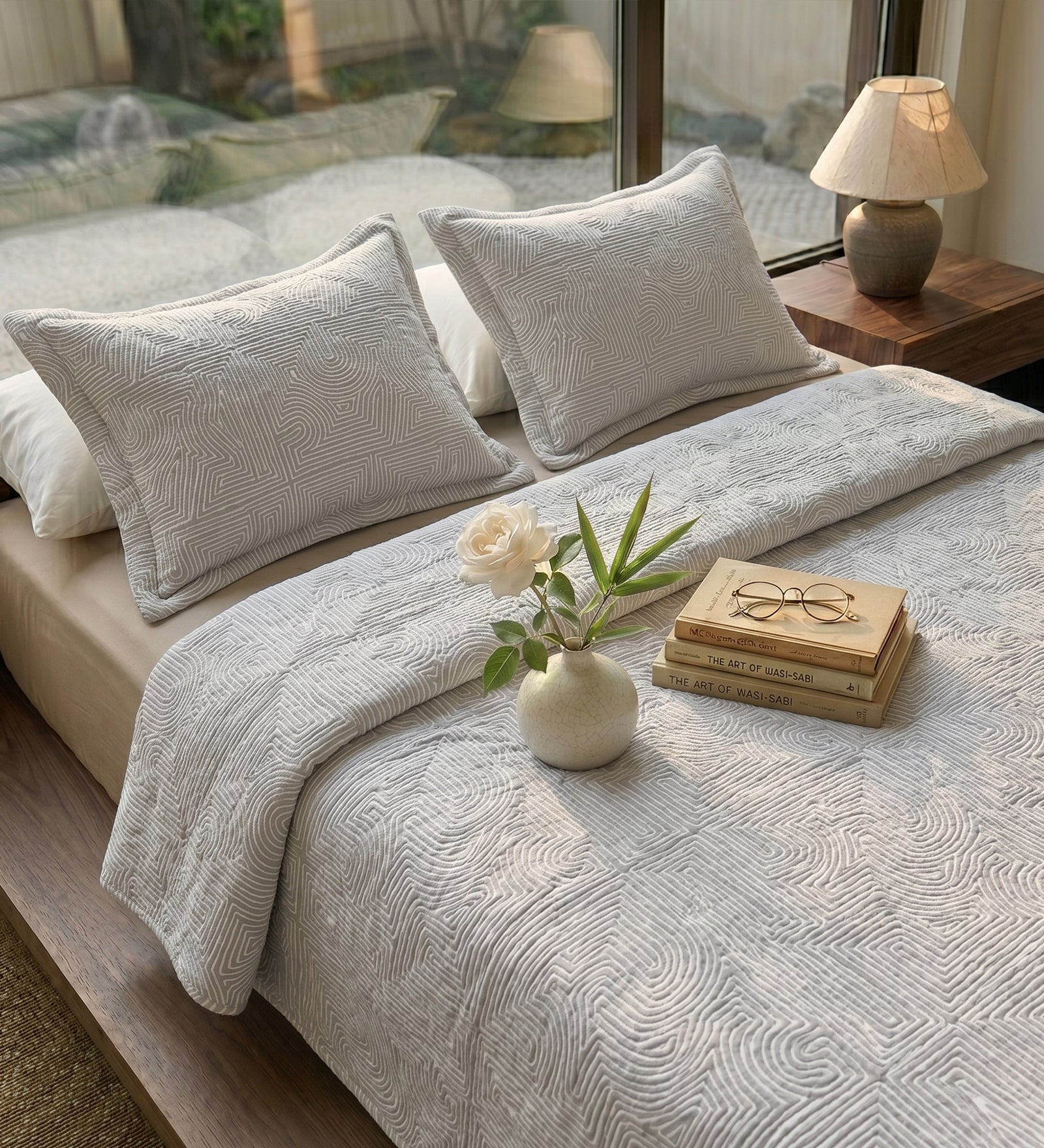 Egyptian Cotton King Bedcover With 2 Pillow Covers And Multipurpose Bag
