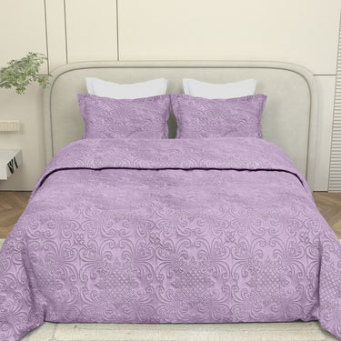 Sensation Quilted Bedcover cum AC comforter Set with 2 Pillow Covers.(Lilac)