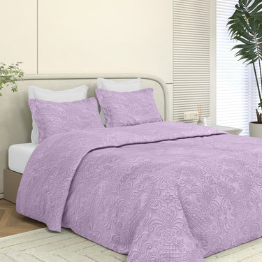 Sensation Quilted Bedcover cum AC comforter Set with 2 Pillow Covers.(Lilac)