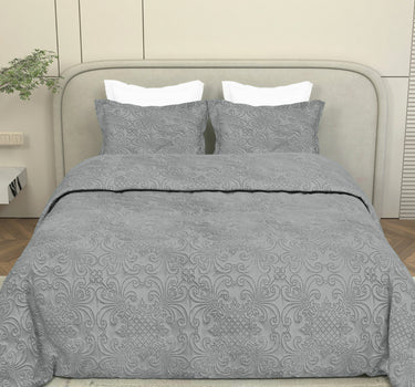 Sensation Quilted Bedcover cum AC comforter Set with 2 Pillow Covers.(Ash Grey)