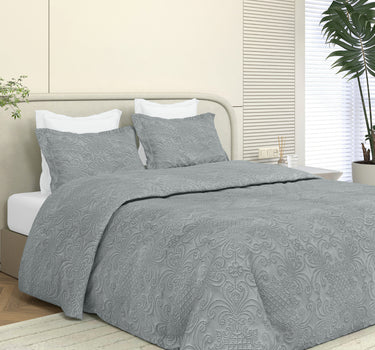 Sensation Quilted Bedcover cum AC comforter Set with 2 Pillow Covers.(Ash Grey)