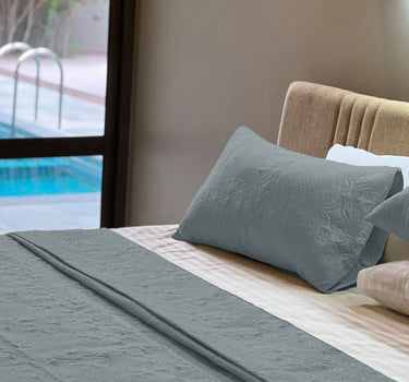 Sensation Quilted Bedcover cum AC comforter Set with 2 Pillow Covers.(Ash Grey)
