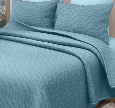 LABHAM® Azure King Size Bedcover Set - 300GSM Quilted, (90"x108") Super Soft, Durable, Easy Care, Bedspread with 2 Pillow Covers & Storage Bag (Sky)