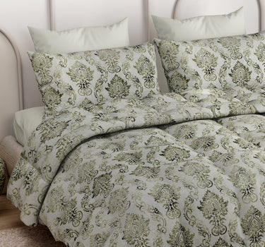 LABHAM Everyday 180TC 4Pc King Size Bedding Set - 100% Cotton, Super Soft with All Season Comfort (Paisley Floral - Green)