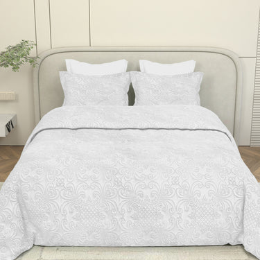 Sensation Quilted Bedcover cum AC comforter Set with 2 Pillow Covers.(White)