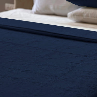 Sensation Quilted Bedcover cum AC comforter Set with 2 Pillow Covers.(Navy)