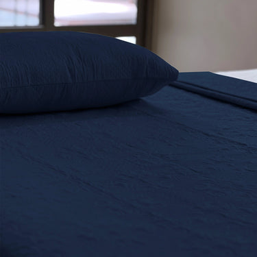 Sensation Quilted Bedcover cum AC comforter Set with 2 Pillow Covers.(Navy)