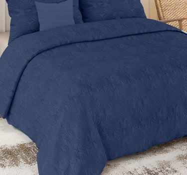 Sensation Quilted Bedcover cum AC comforter Set with 2 Pillow Covers.(Navy)