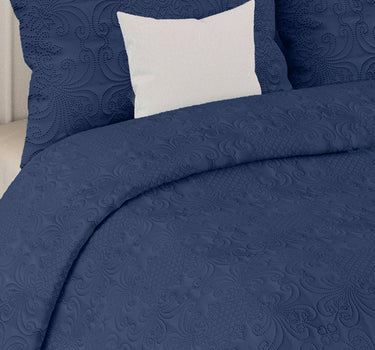Sensation Quilted Bedcover cum AC comforter Set with 2 Pillow Covers.(Navy)