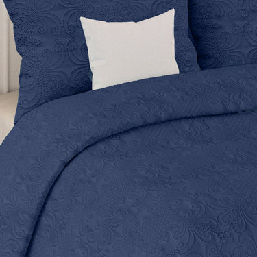 Sensation Quilted Bedcover cum AC comforter Set with 2 Pillow Covers.(Navy)