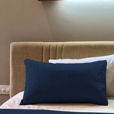 Sensation Quilted Bedcover cum AC comforter Set with 2 Pillow Covers.(Navy)