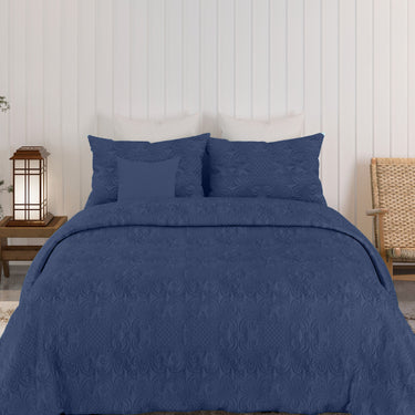 Sensation Quilted Bedcover cum AC comforter Set with 2 Pillow Covers.(Navy)