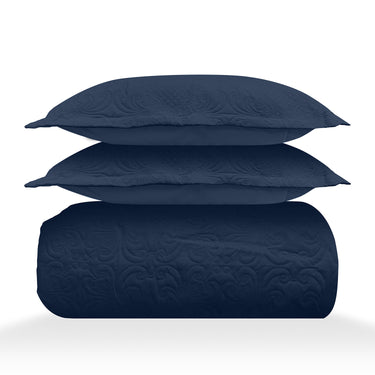 Sensation Quilted Bedcover cum AC comforter Set with 2 Pillow Covers.(Navy)