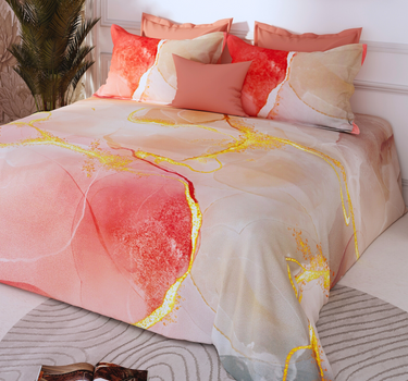 300TC Luxury Silk King Bedsheet Set - Marble