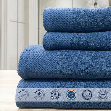 Celebration - 4Pc Pure Cotton Bath Towel Set (Blue)