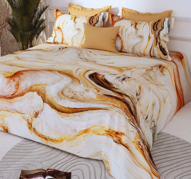 300TC Luxury Silk King Bedsheet Set - Marble