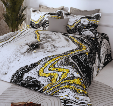 300TC Luxury Silk King Bedsheet Set - Marble