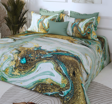 300TC Luxury Silk King Bedsheet Set - Marble