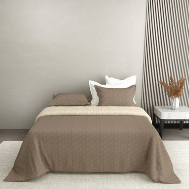 Aura Multi Needle Quilted, Reversible Bedcover (Mocha & Beige)