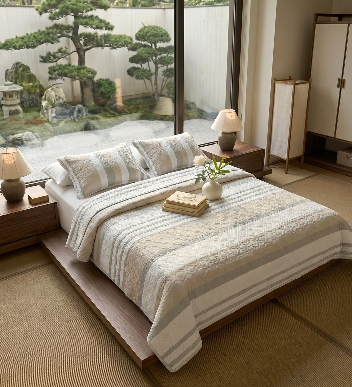 Egyptian Cotton King Bedcover With 2 Pillow Covers And Multipurpose Bag