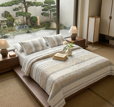 Egyptian Cotton King Bedcover With 2 Pillow Covers And Multipurpose Bag